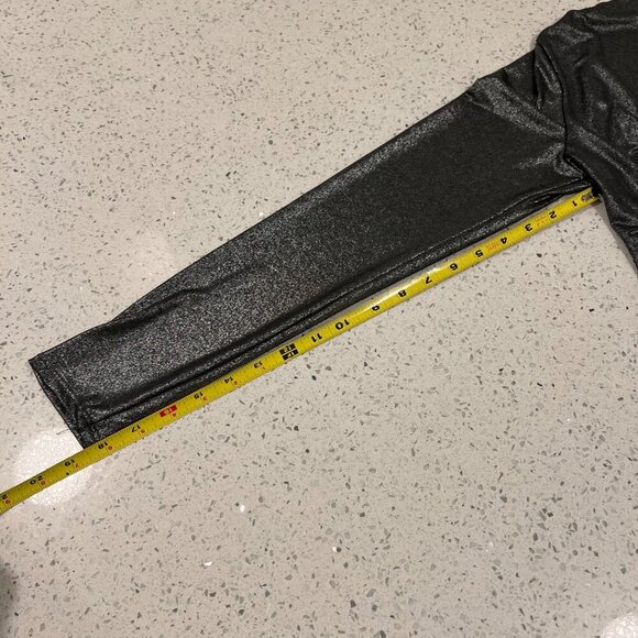 NWT LIVE IN THE MOMENT Metallic Shimmer Dark Silver Bodysuit Size M Deep V - Picture 10 of 10